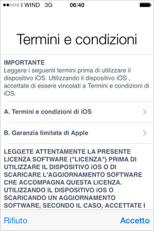 Accettazione condizioni d'uso