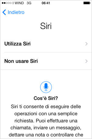 Attivazione siri