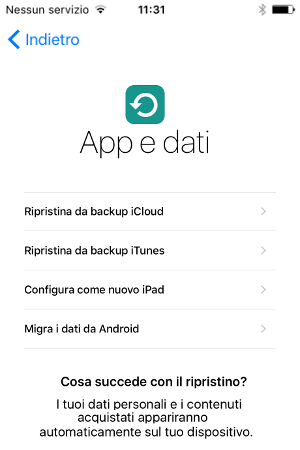 Ripristino di un backup