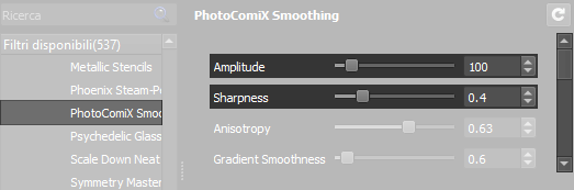 PhotoComiX Smoothing settings