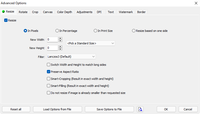 Advanced Option di FastStone