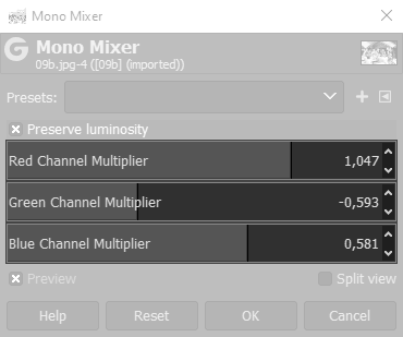 Different settings of mono mixer