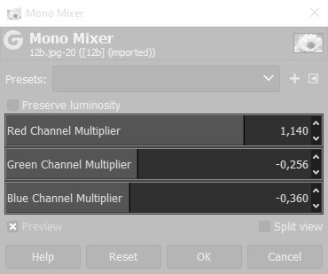 Different settings of mono mixer