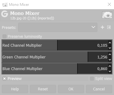 Different settings of mono mixer