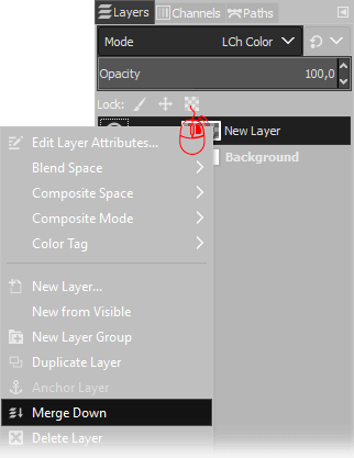 Gimp's merge layer
