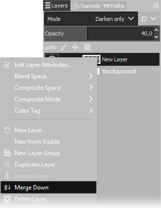 Gimp's merge layer