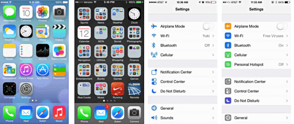 interfaccia di iOS screenshot