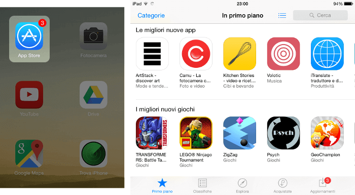 Cercare app store nel menu ed aprirlo