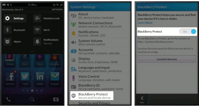 Attivare BlackBerry Protect