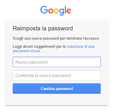 Inserire nuova password