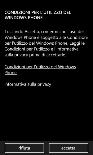 Accettare condizioni d'uso