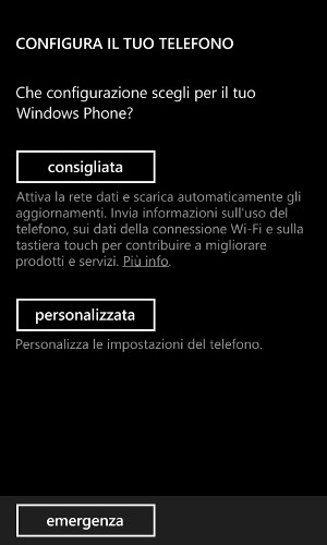 Configurazione windows