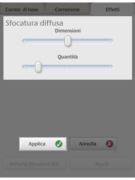 Impostazione dimensioni sfocatura diffusa