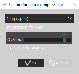 >Cambia formato e compressione