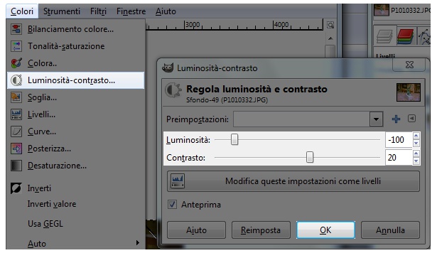 Scurimento della vignattatura.