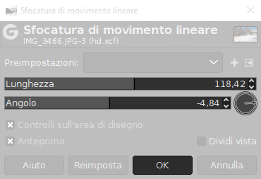 Sfocatura di movimento lineare con Gimp