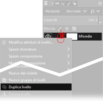 Tasto destro, duplica livello con Gimp