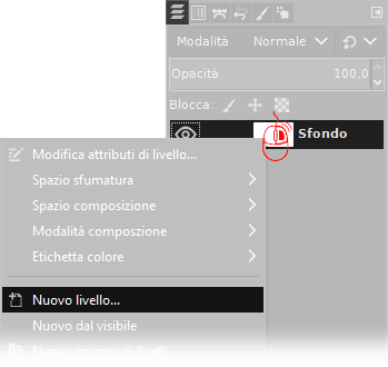 Tasto destro, nuovo livello con Gimp