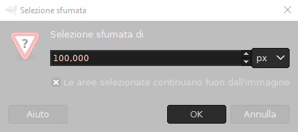 Sfuma la selezione di 100 pixel con Gimp