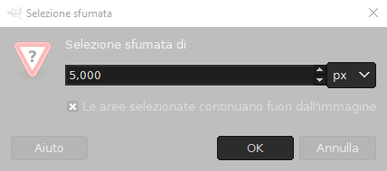 Sfuma la selezione di 5 pixel con Gimp