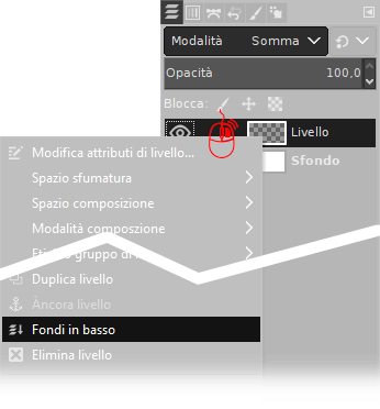 Fondi in basso modalità somma 100% con Gimp