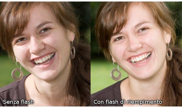 Con e senza flash di riempimento.
