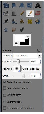 impostare il pennello luce.